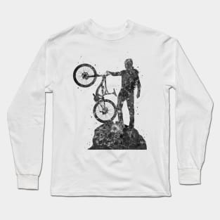 Downhill mountain biker black and white Long Sleeve T-Shirt